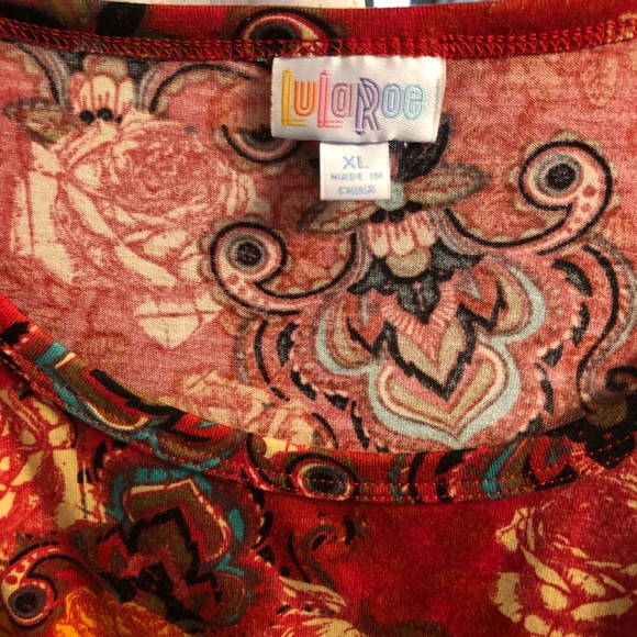 GC Red With Floral Print LulaRoe Julia (XL) - Picture 2 of 3